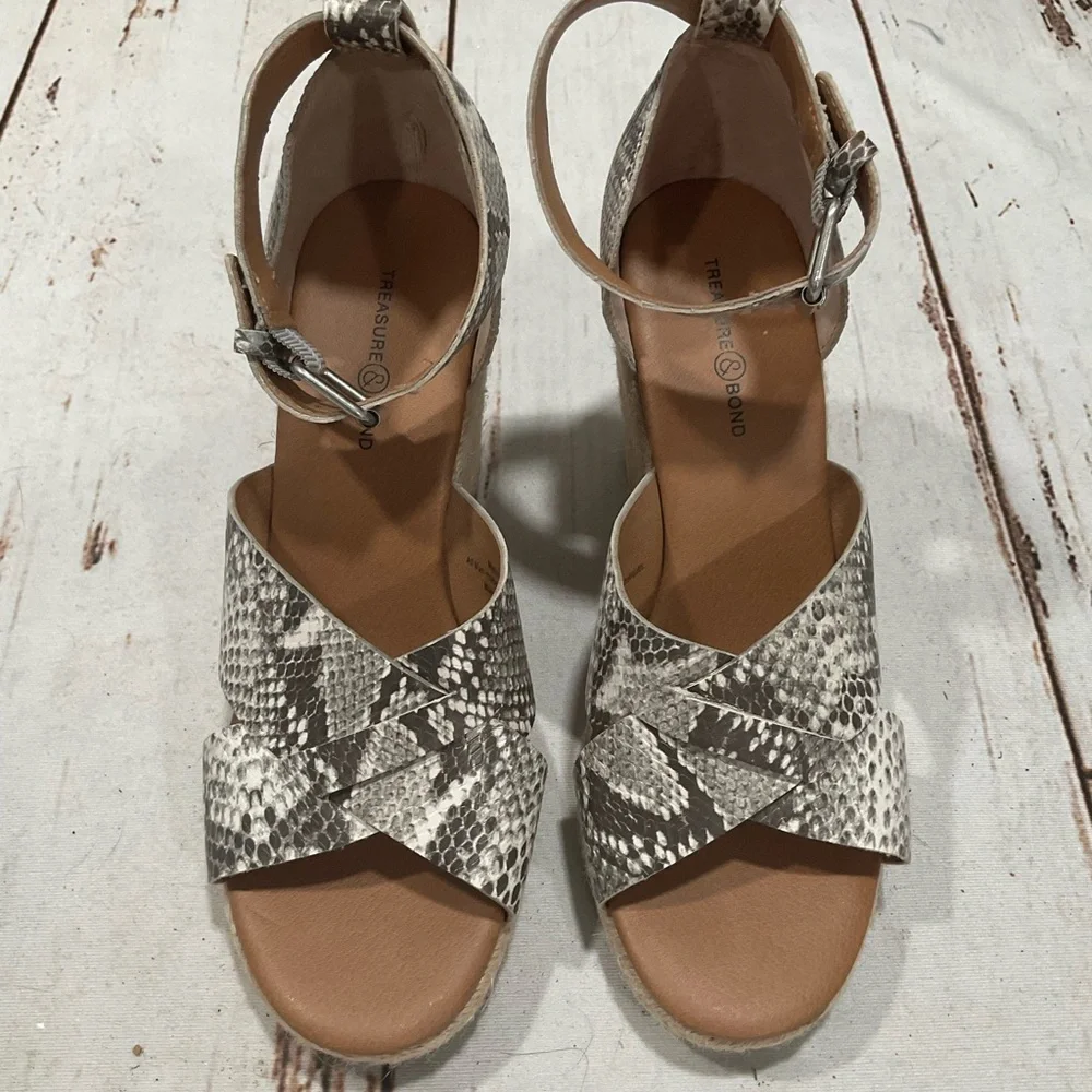 TREASURE & BOND POPPY ESPADRILLE WEDGE SNAKE PRINT WEDGE SANDALS‎